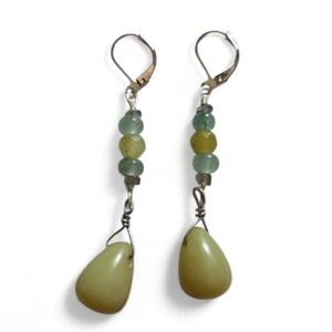 Jade And Aventurine Drop Earrings
